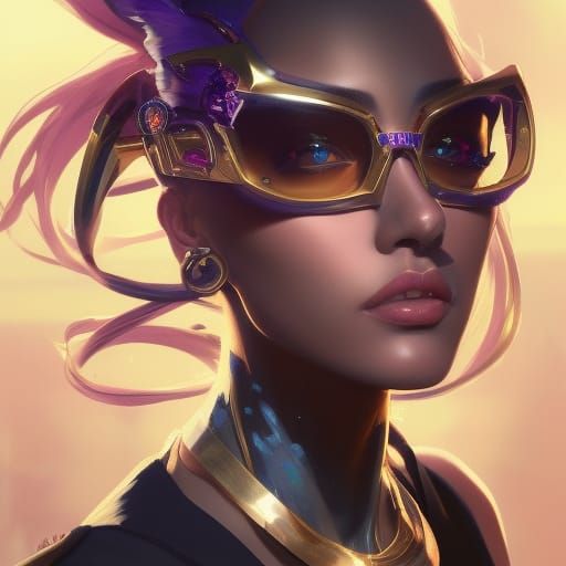 Hyperdetailed K/DA Portrait in Art Nouveau Style