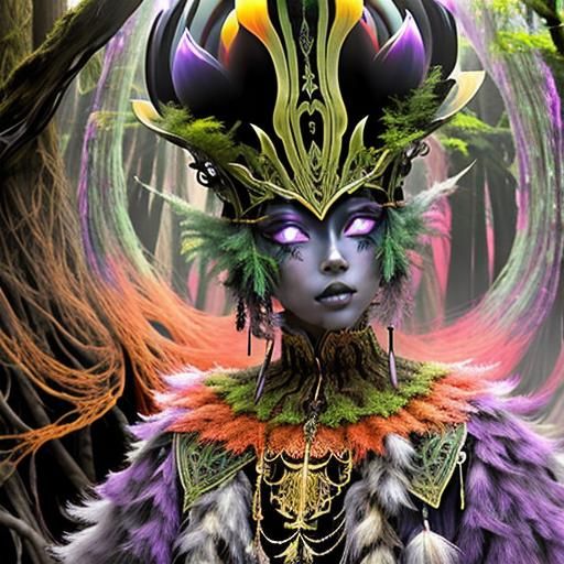 Mysterious Foggy Forest with Moss in Surrealist Style