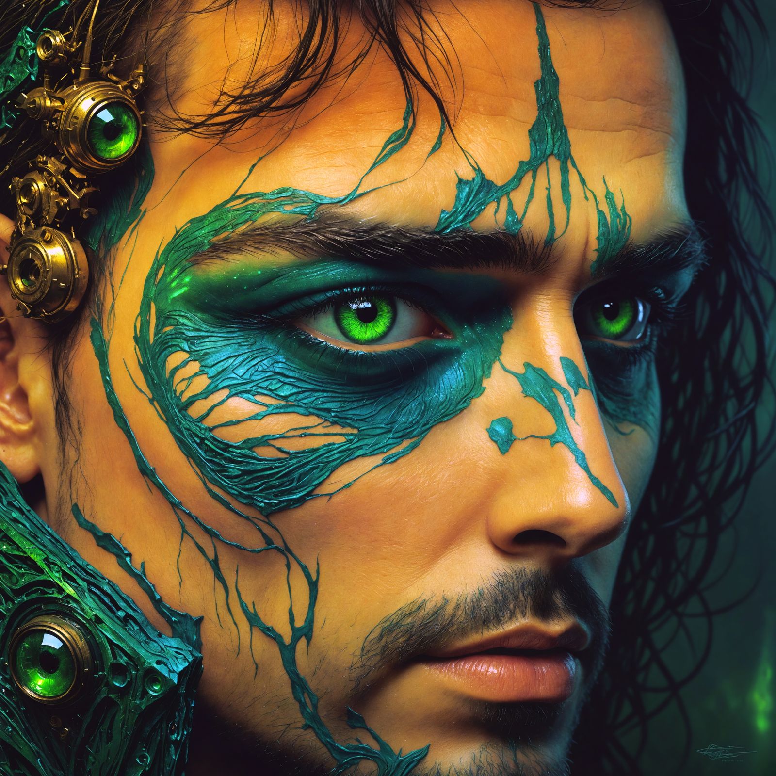 Intense Gaze: Man with Laser Eyes, Surreal Art