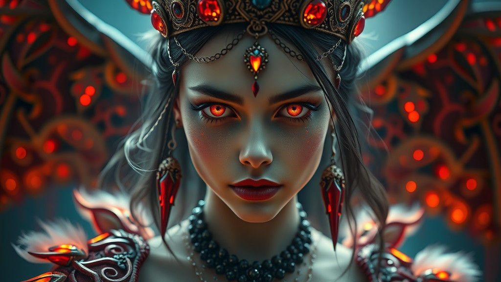 Hell Princess in Hyperrealistic Dark Fantasy Style