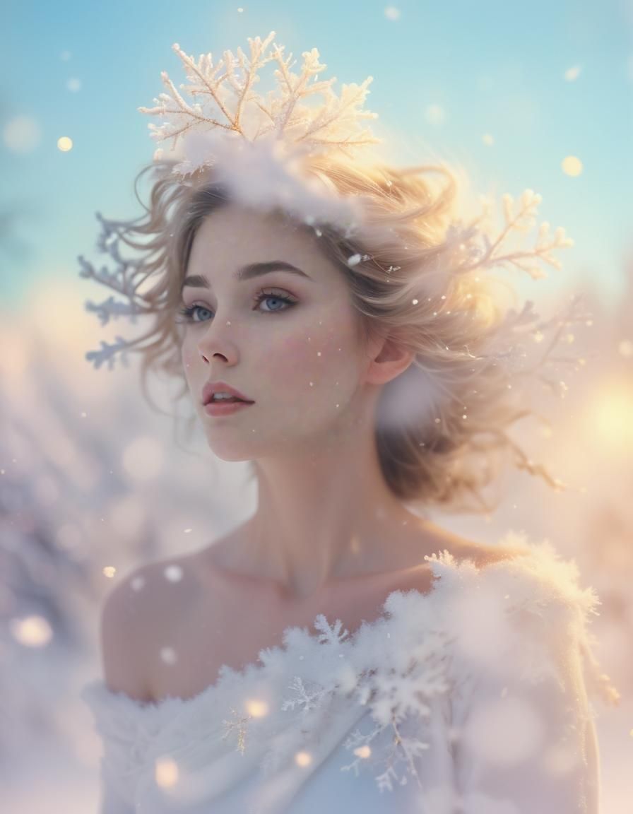 Snowfall Reflects in Open Eyes