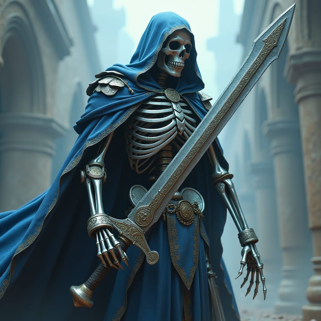 Ominous Skeleton Warrior in Silver Chainmail