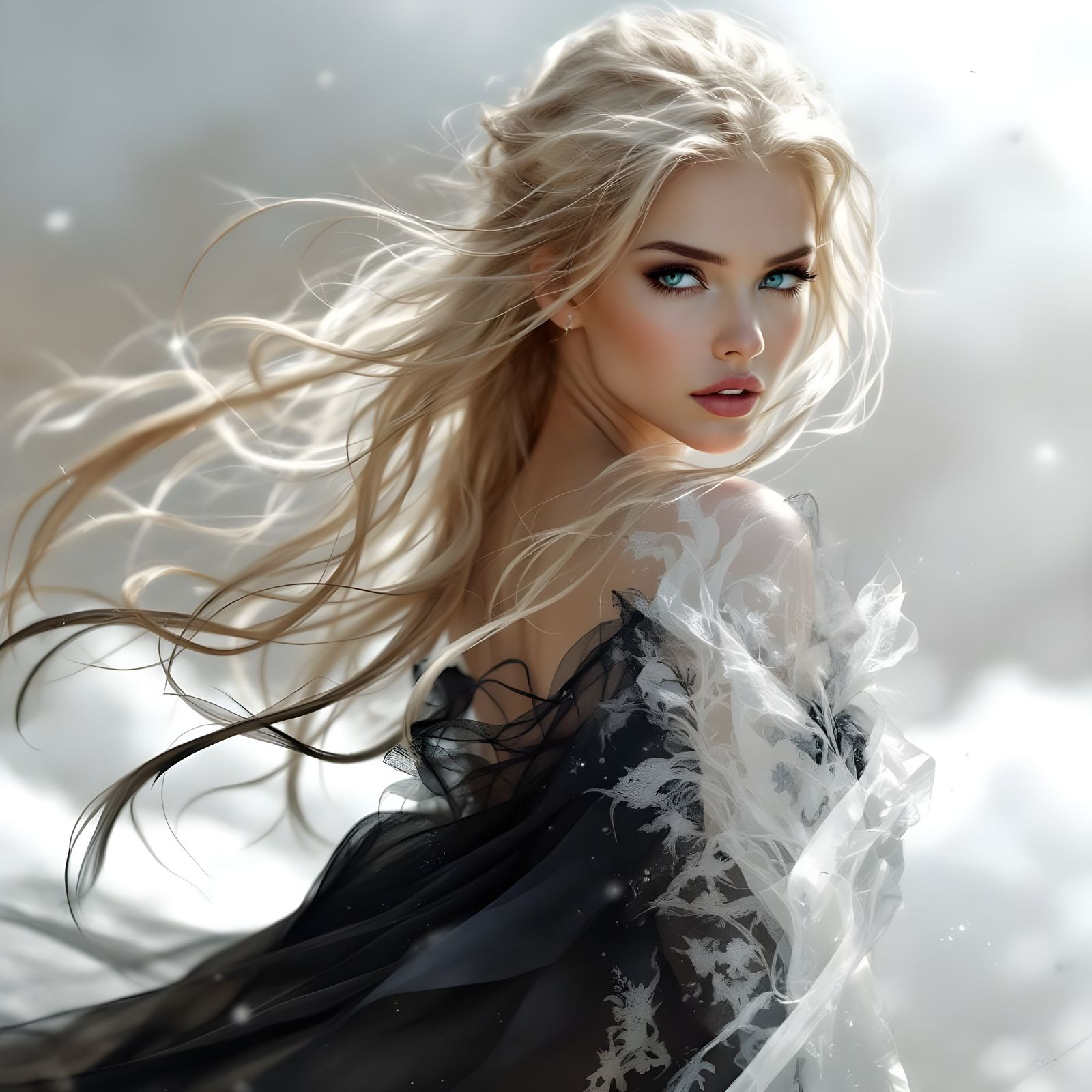 Norse Goddess Portrait in Romantic Realism Style