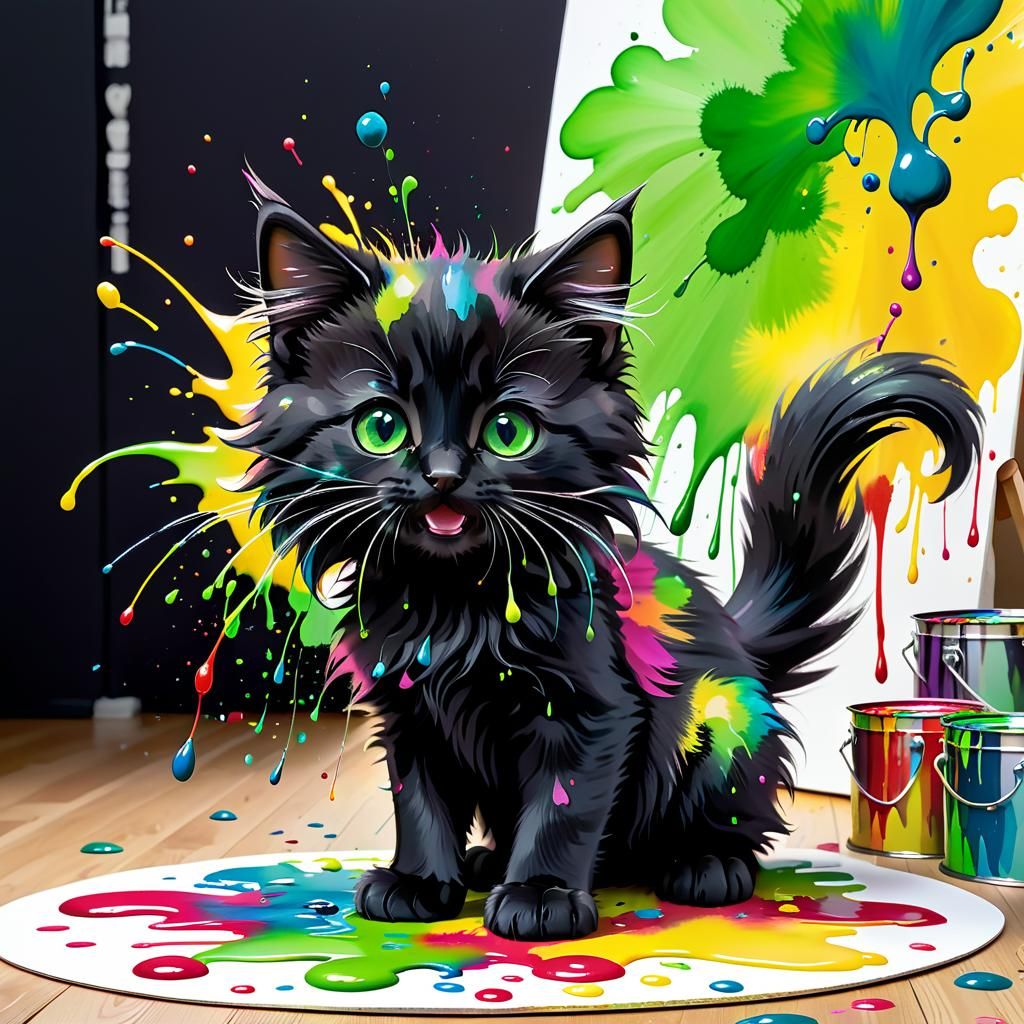 Adorable Kitten Creates Accidental Splatter Art