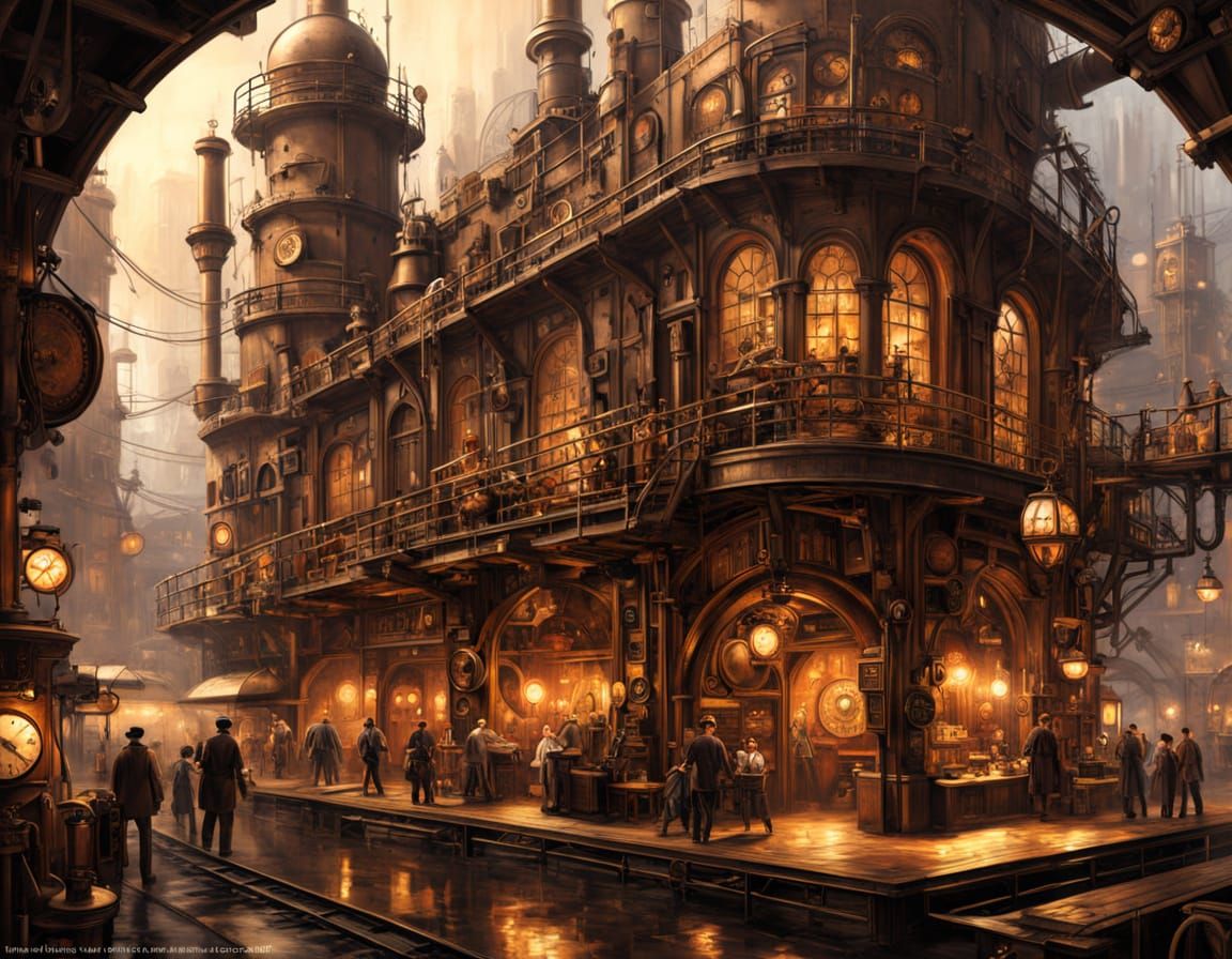 Steampunk Inventor at Work in a Victorian-Era Workshop