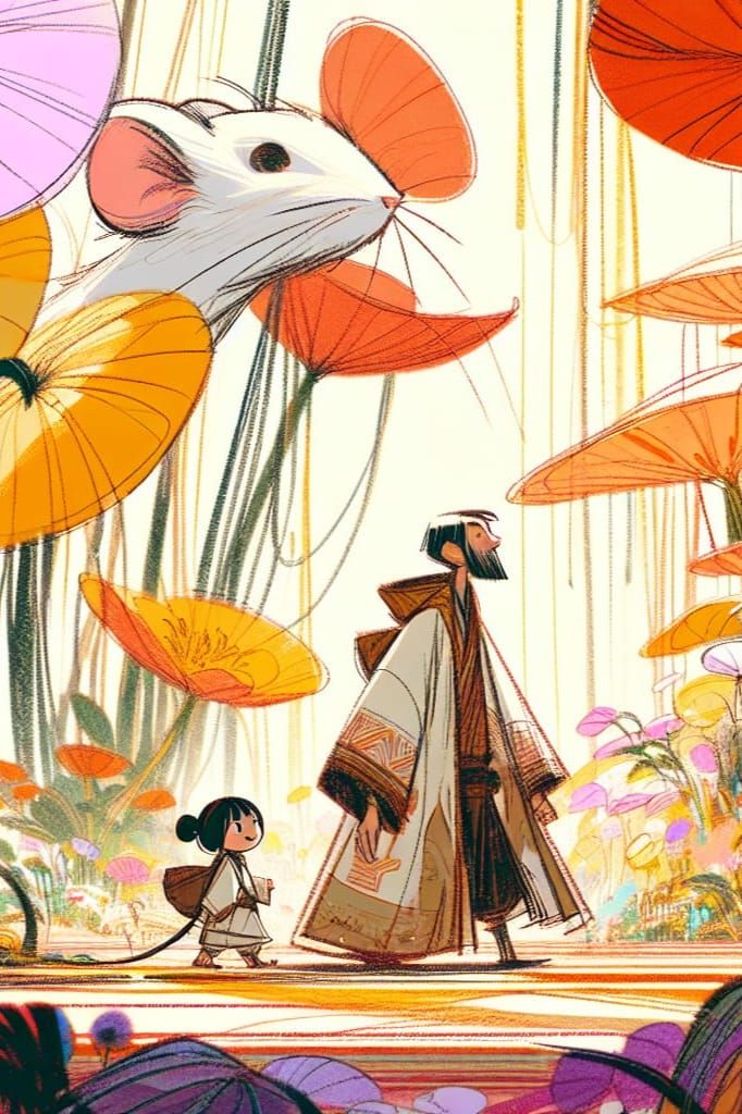 Whimsical Turnaround Character in Golden Ratio Composition