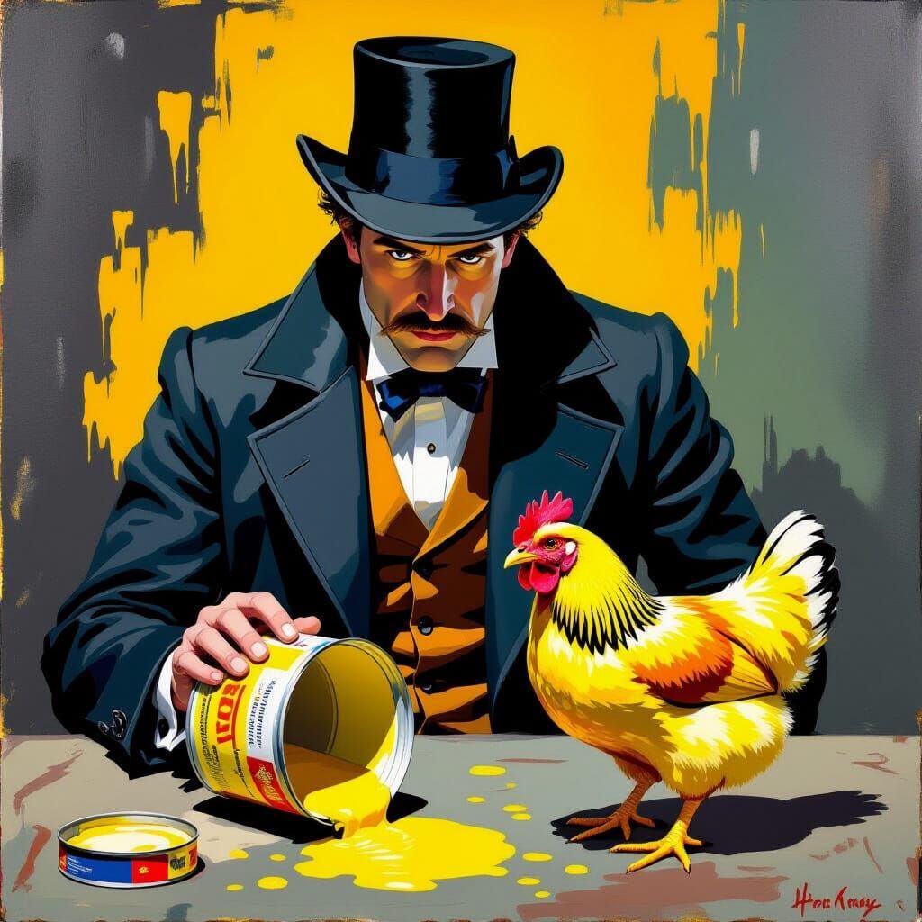 Sherlock Holmes and the Yellow Chicken: Hockney Style