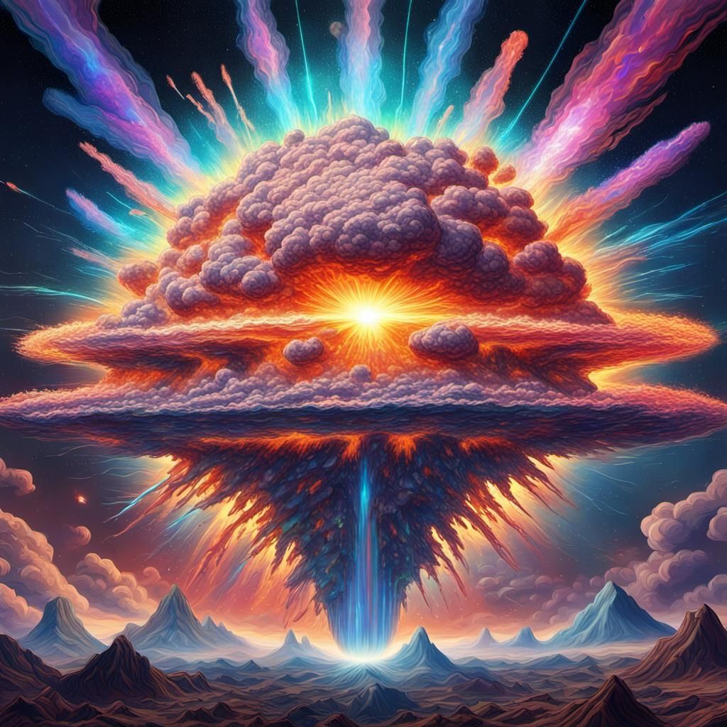 Astral Nuclear Explosion: Holographic Cosmic Illustration