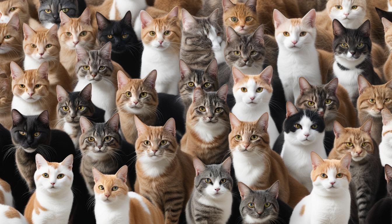 Realistic Flock of Cats Image