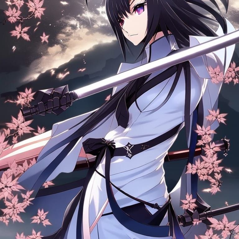 Anime Woman in Ninja Outfit with Sword