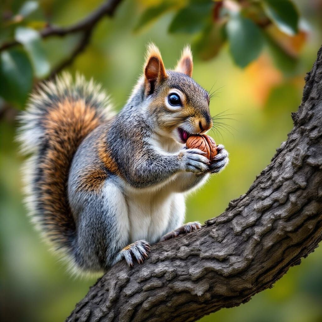 Squirrel Feast: Hyperrealistic Wildlife Photography