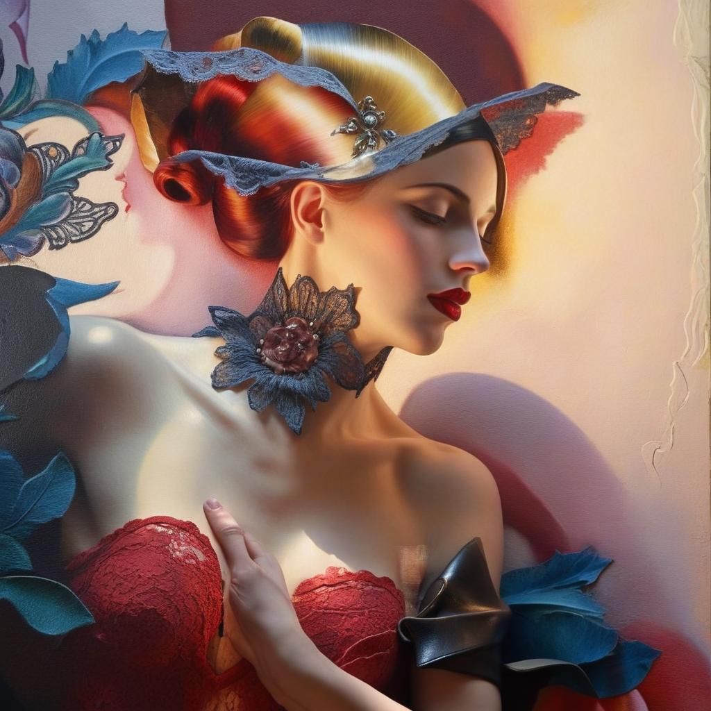 Abstract Chromoshadow Figure Dancing in Art Deco Style