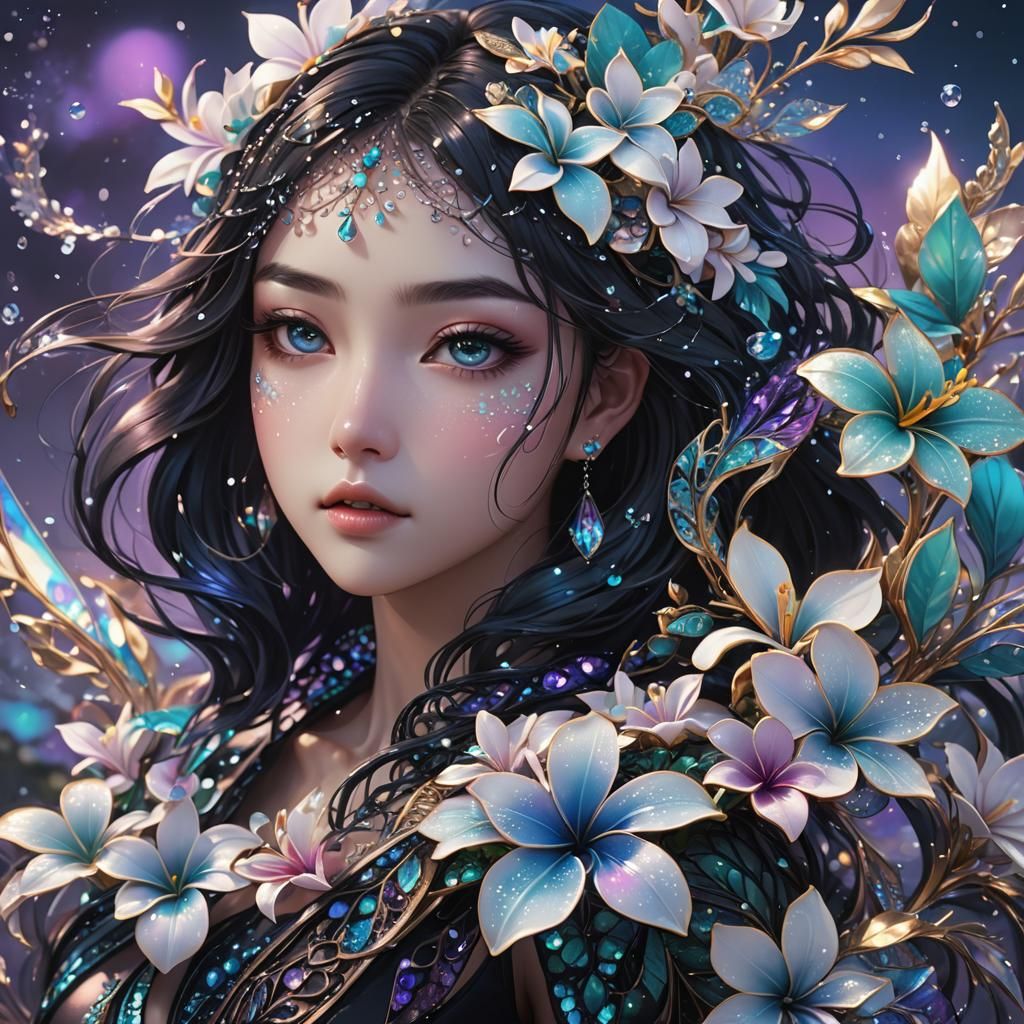 Iridescent Fractal Filigree Lace with Sunrise