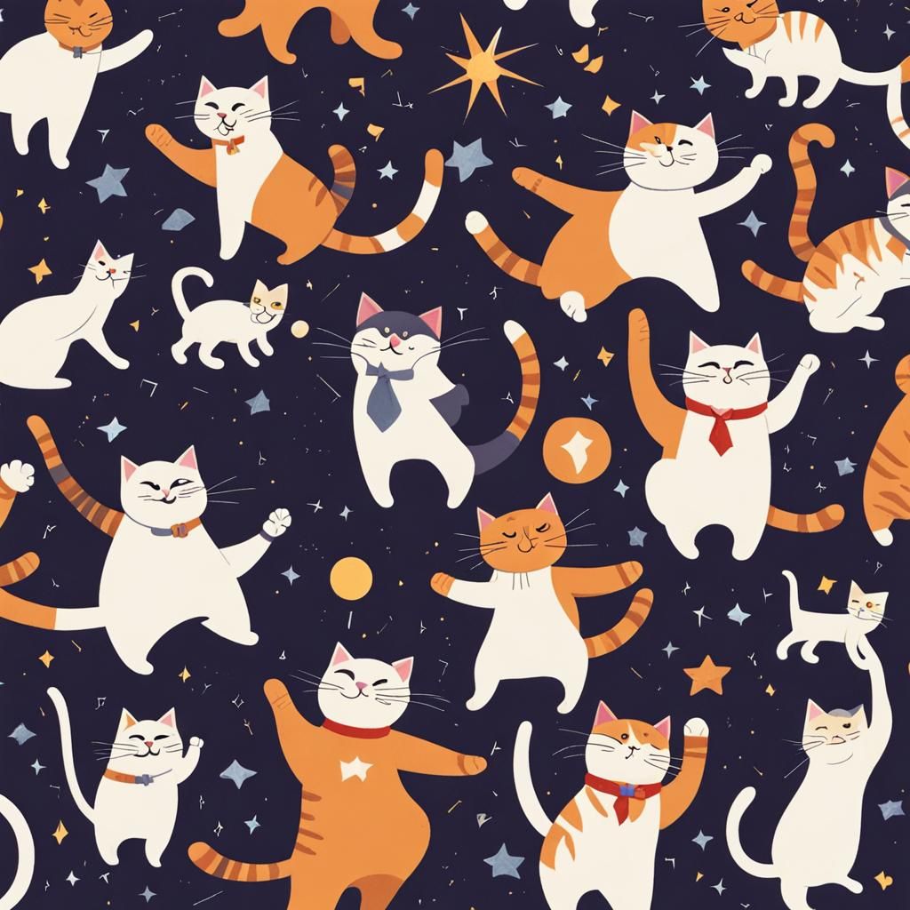 Cats Dancing and Singing in the Night