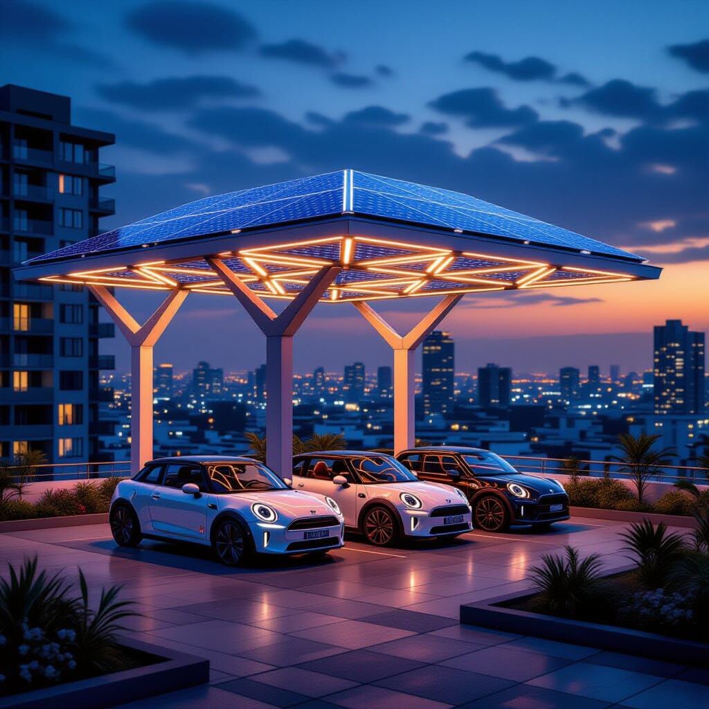 Stunning Carport for Electric Mini Morises with Diamond Sola...