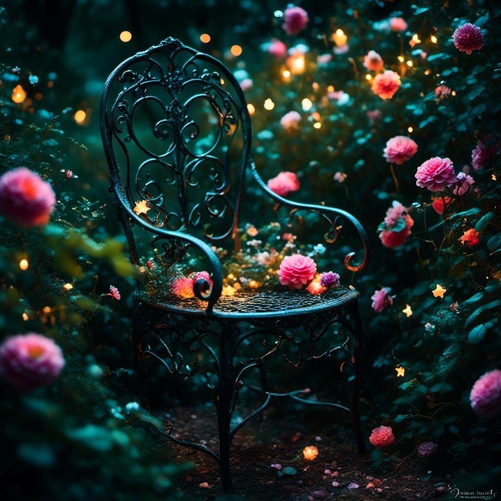 Enchanted Garden Chair at Night