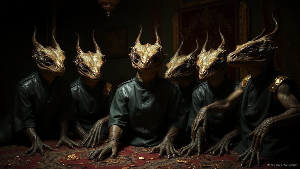 Merovingian Reptilians in Ancient Throne Room