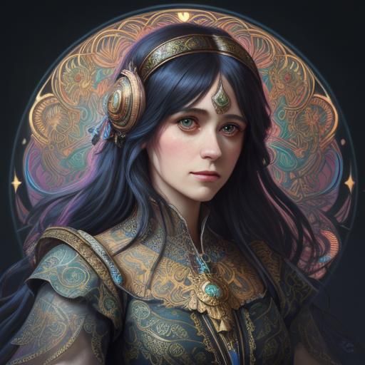 Art Nouveau Portrait in Vivid Digital Art Style