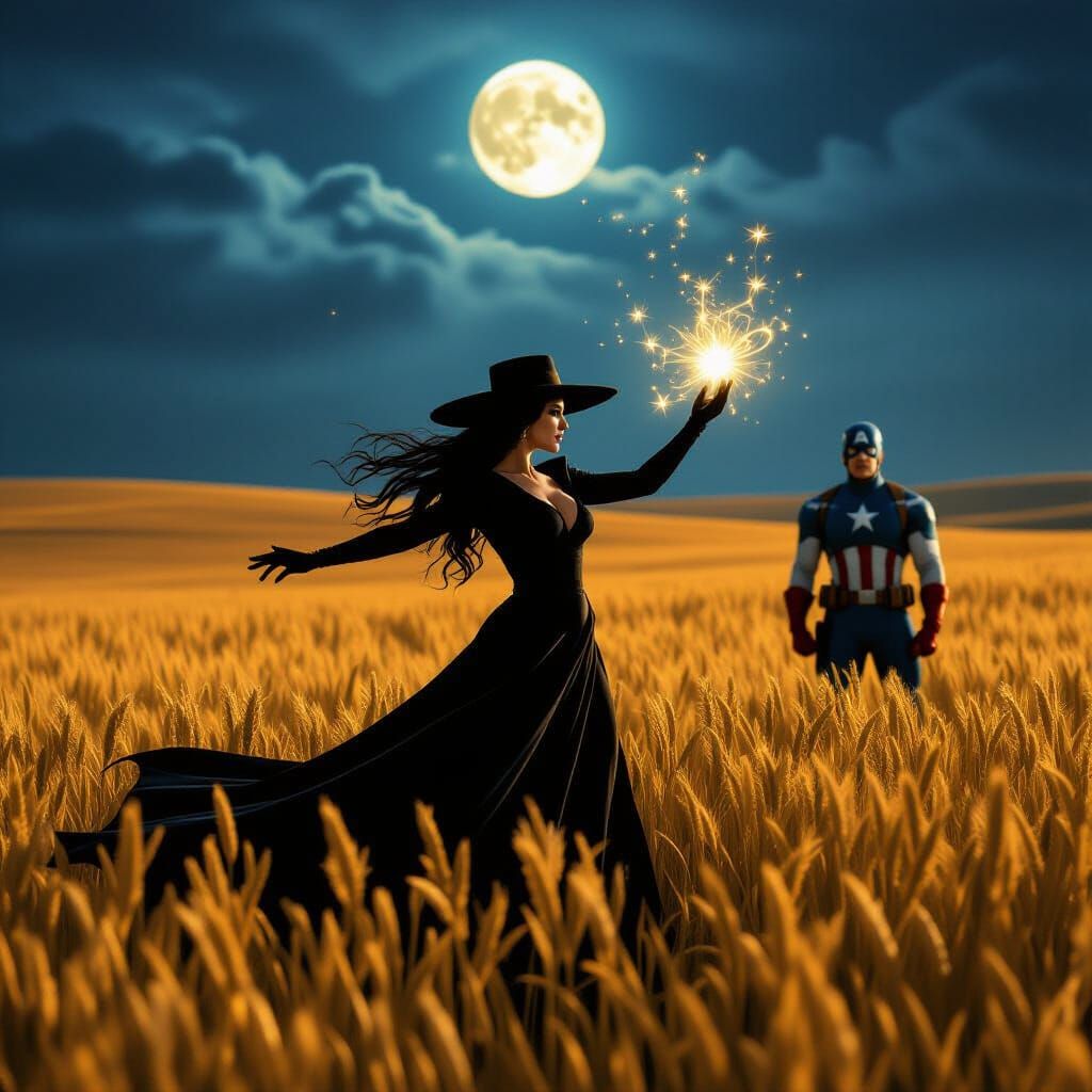 Zatanna Casts a Spell in a Golden Field