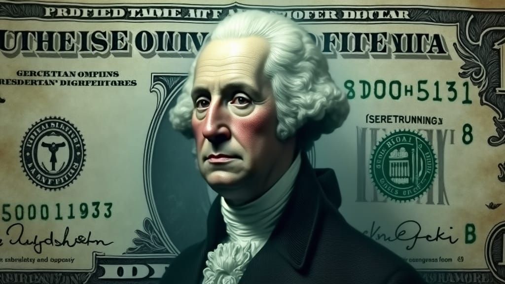 Ethereal Ghost Portrait on Dollar Bill in Dark Style