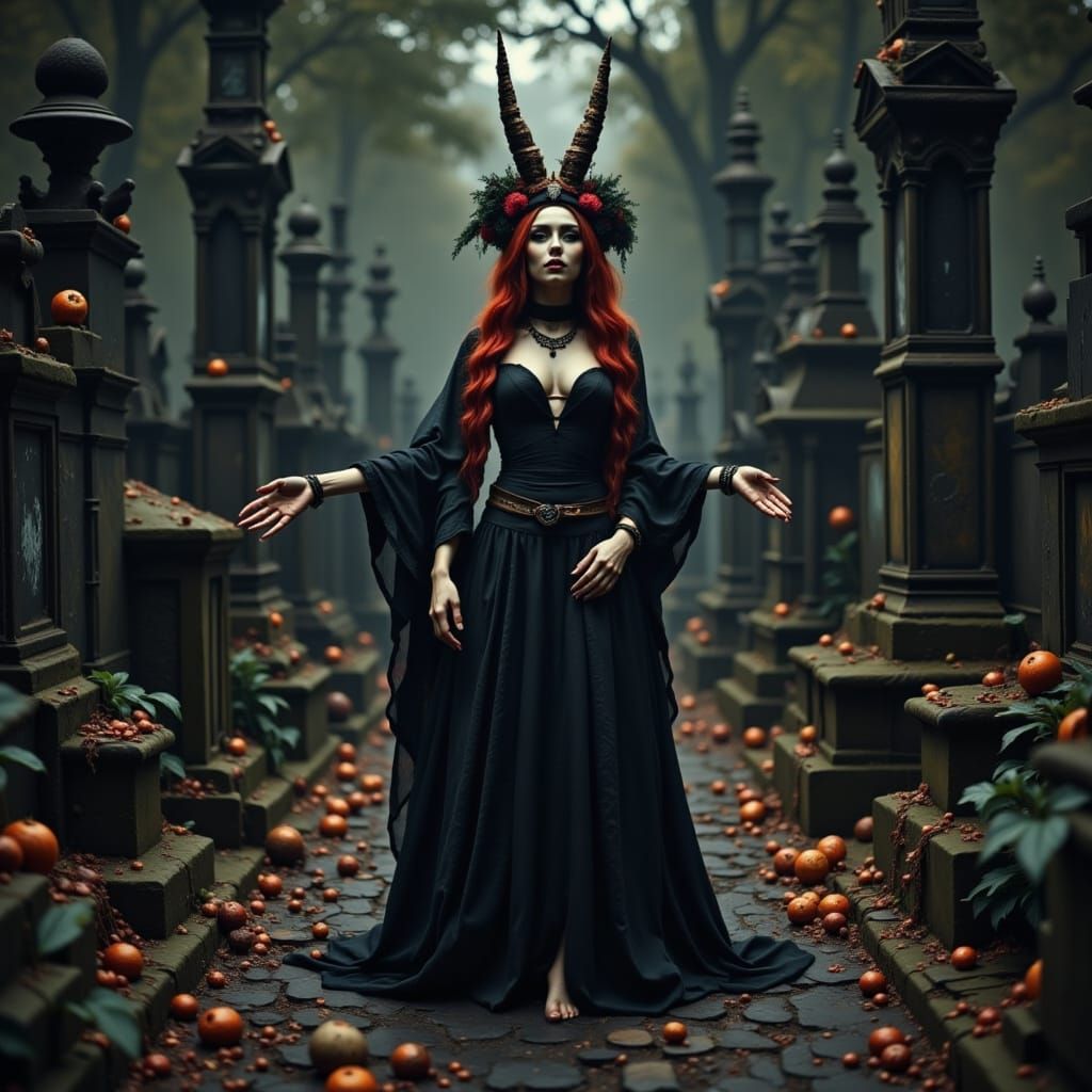 Dark Faerie Witch Summons Spirits at Night