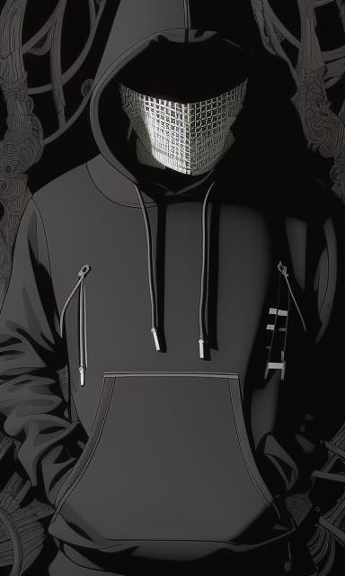 Cyberpunk Hacker in Hoodie: Digital Concept Art