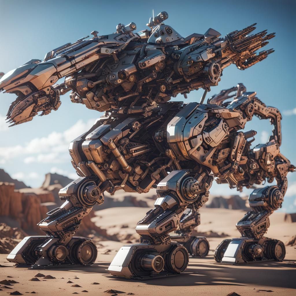 Futuristic Animal Zoid with Cannons in Sci-Fi Style