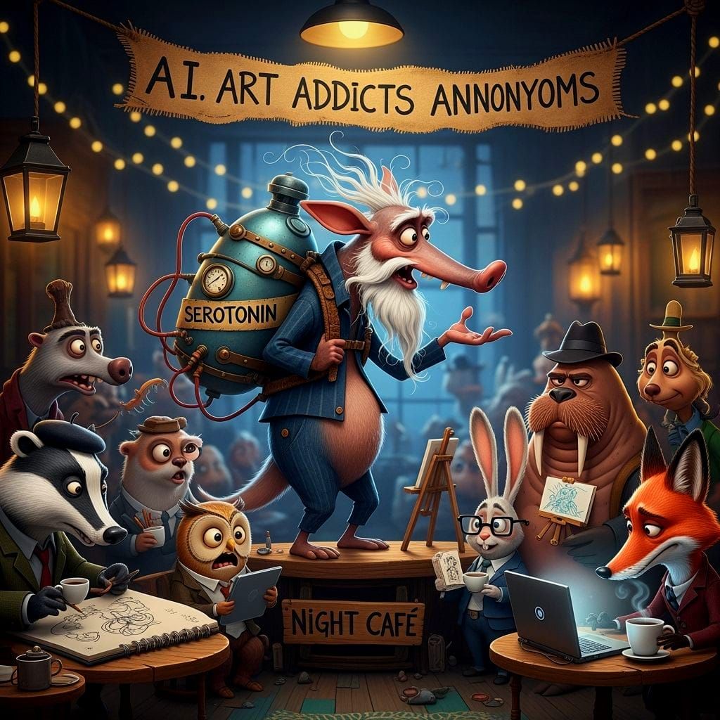 Aardvark's Steampunk Serotonin Speech: Surreal 3D Caricature