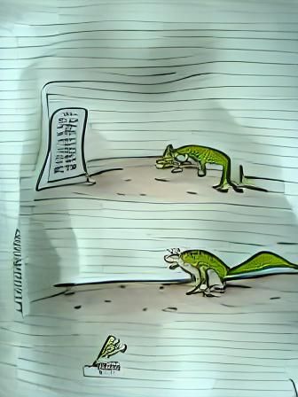 Sad Cartoon Lizard with Big Eyes