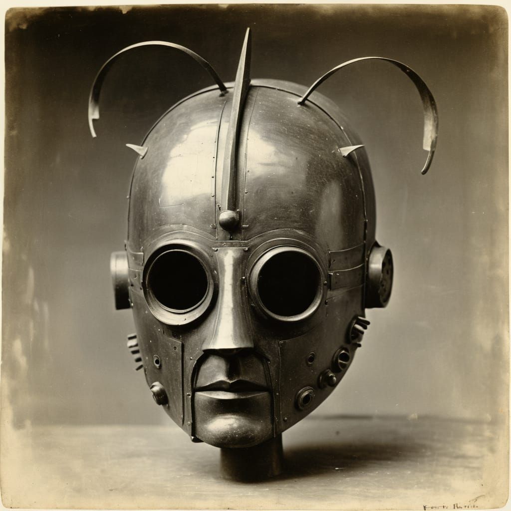 Surreal Beetle Mask Sculpture in Symbolist Style
