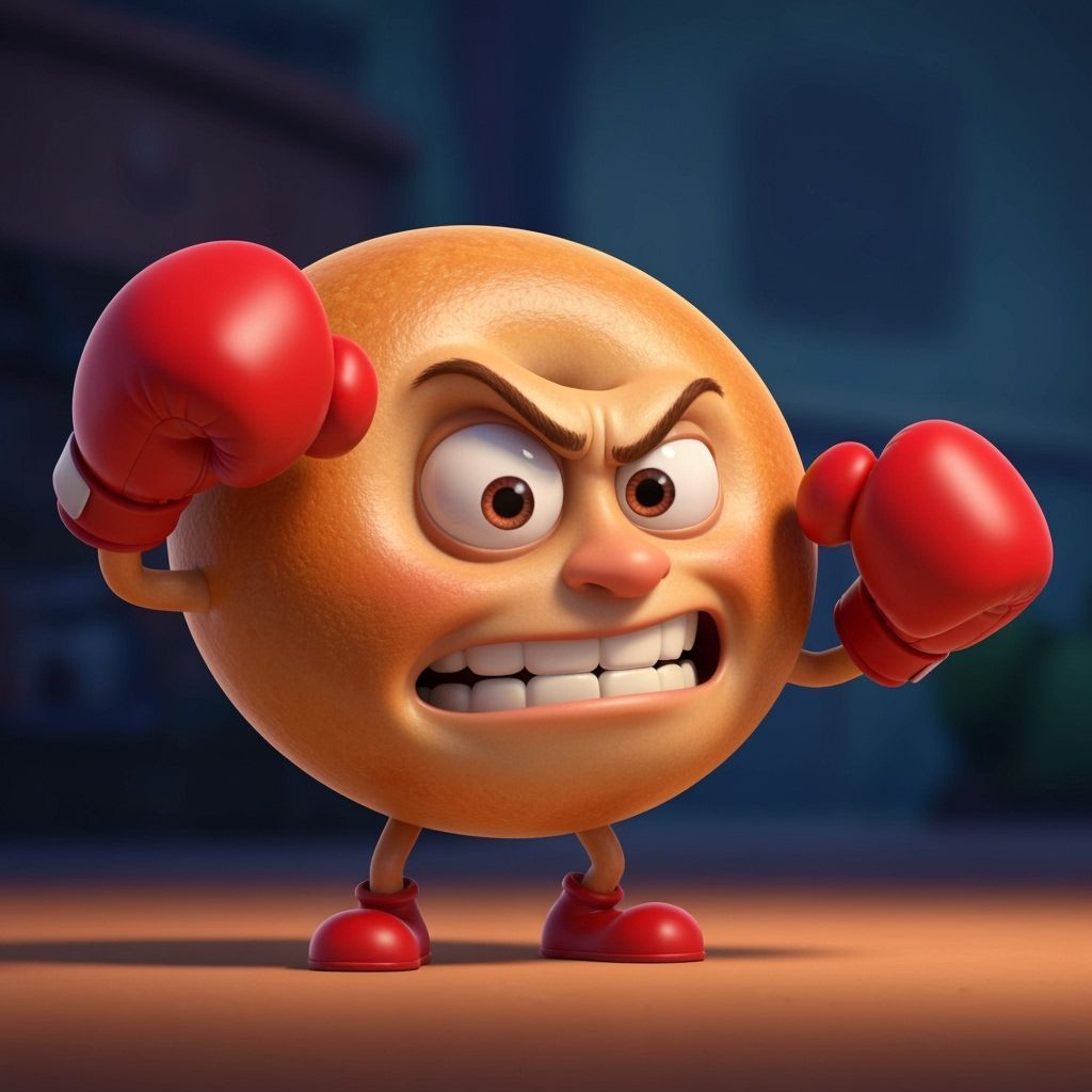 Sentient Bagel Boxer in Classic Cartoon CGI Style