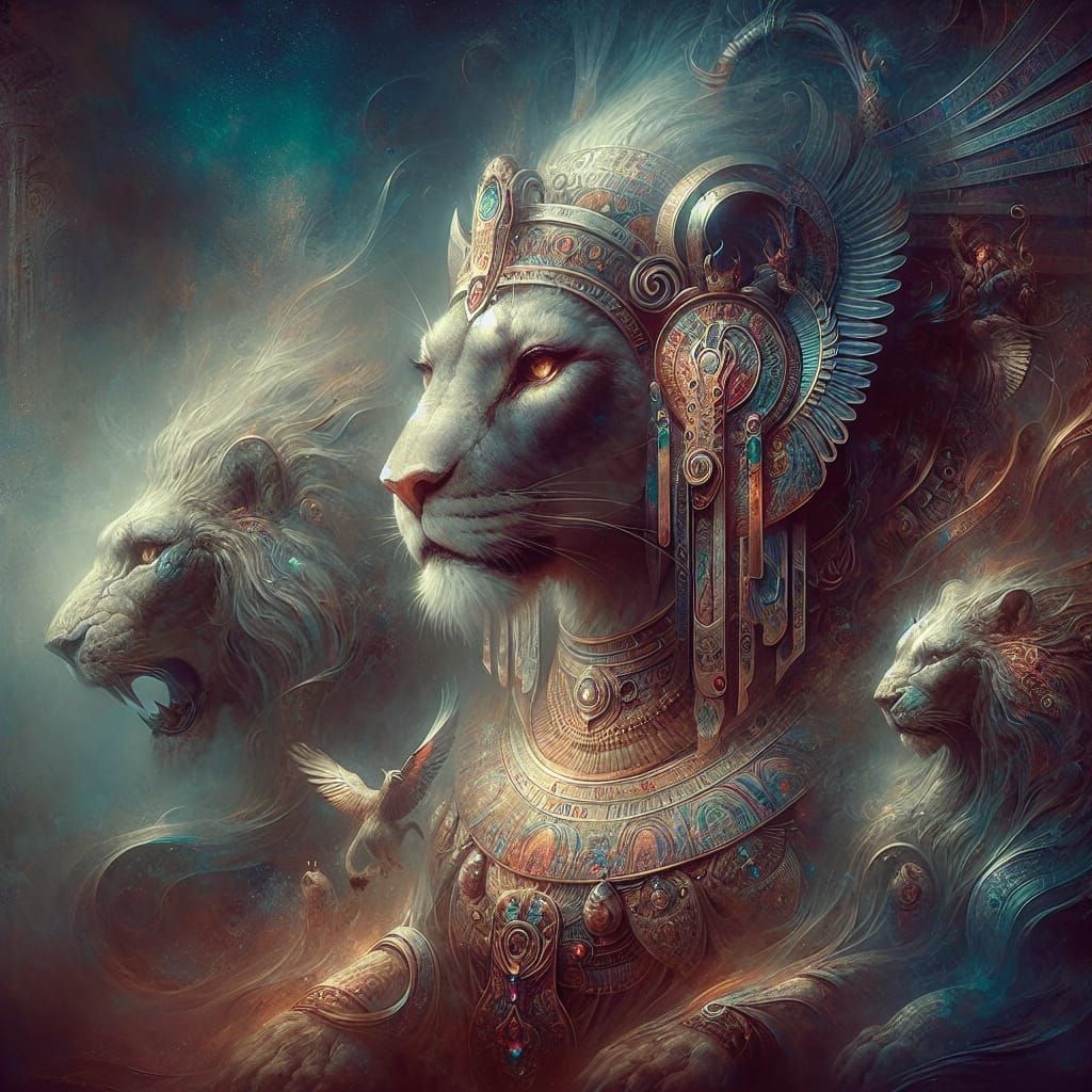 Sekhmet: Lioness Goddess of War in Digital Painting