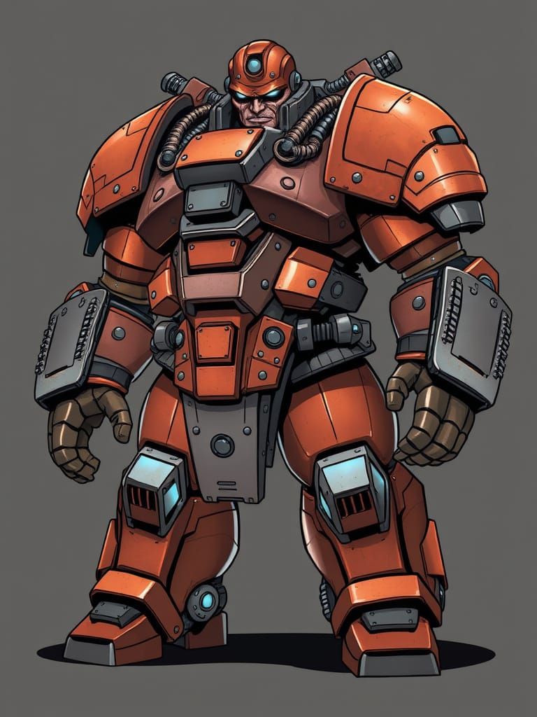 Bulky, armored supervillain