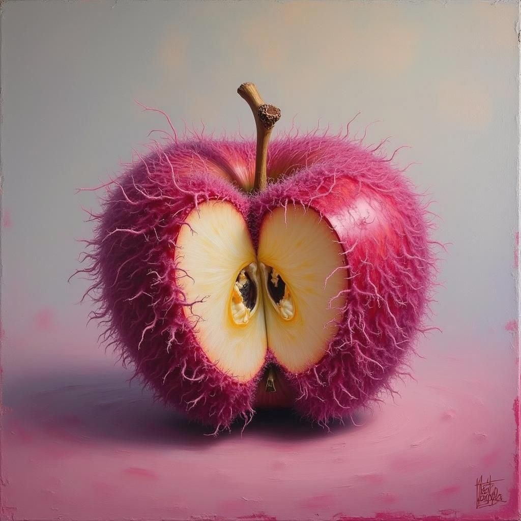 Surreal Fuschia Apple Decaying in a Dali Style