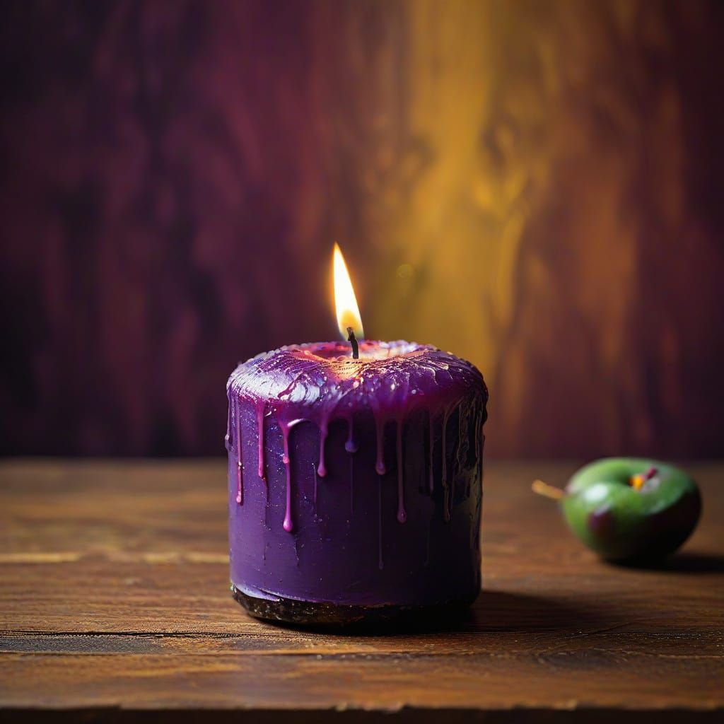 Expressive Candle Still Life in Abstract Expressionism Style