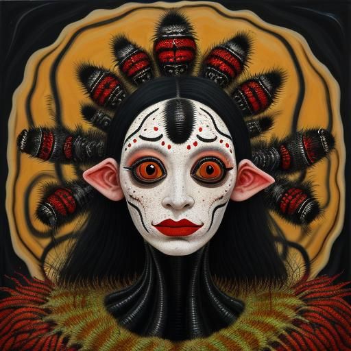 Surreal Caterpillar Woman Portrait in Dali Style