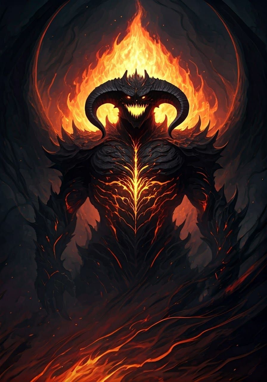 Dark Fantasy Masterpiece: Shadowy Beast of Flame and Smoke