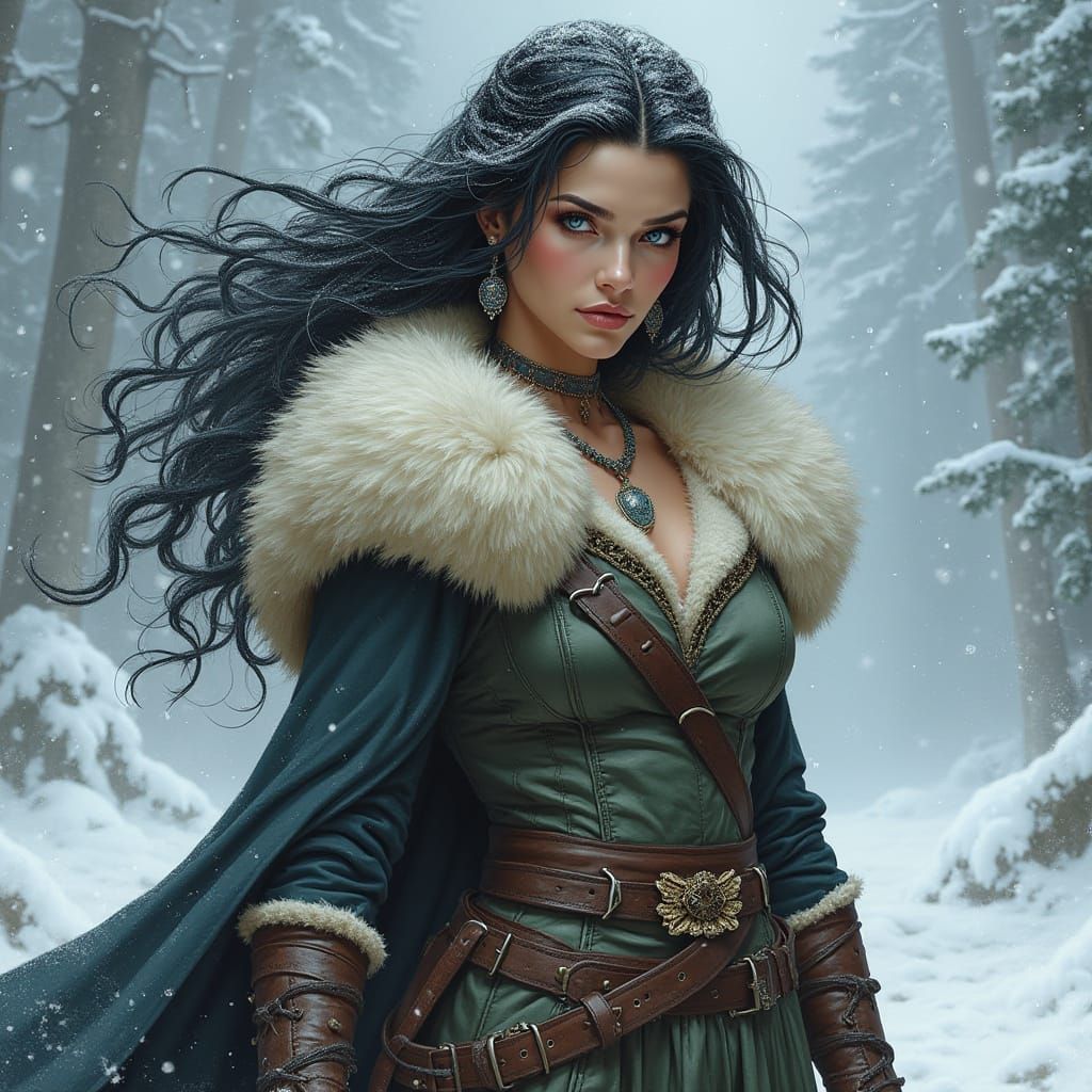 Lyanna Stark: Blizzard Portrait in Art Nouveau Style