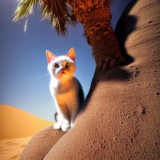 Moon Cat in Desert Oasis: Professional Photography
