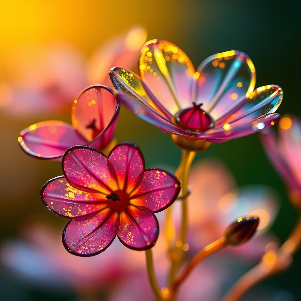 Ethereal Glass Blooms in Vibrant Iridescent Hues