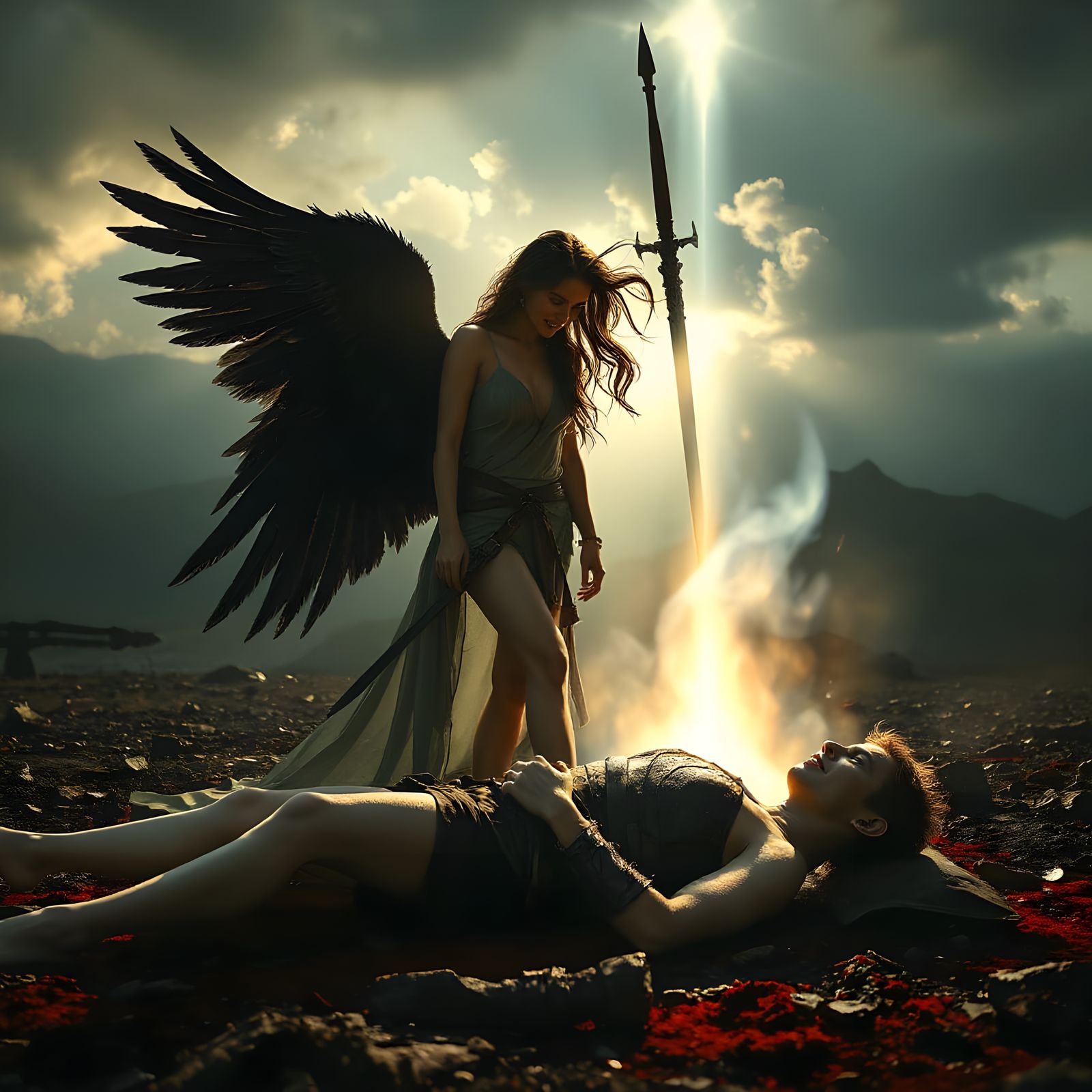 Angel of Mercy in Dark Fantasy Style