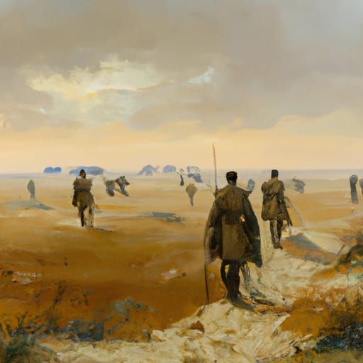 World War I Scene in Oil Paint Style