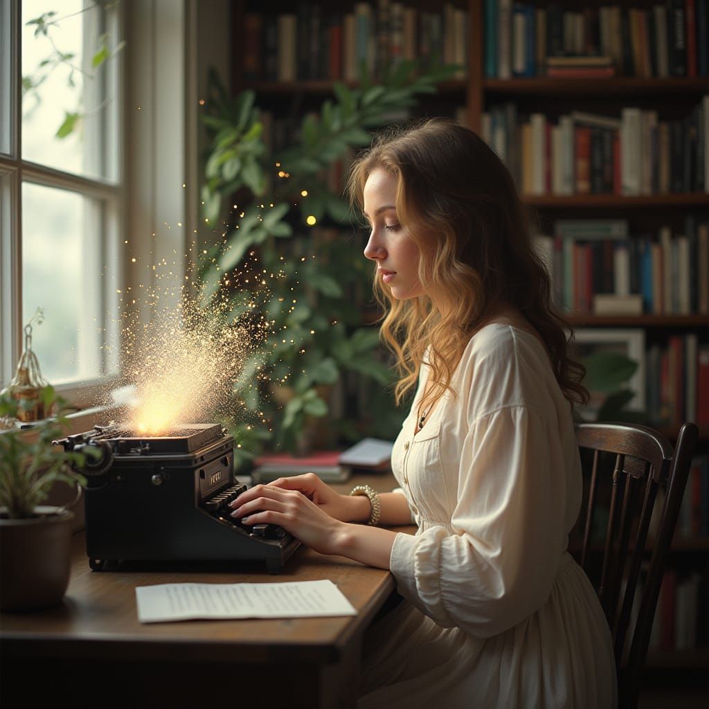 Writer's Creative Explosion in Mid Century Style