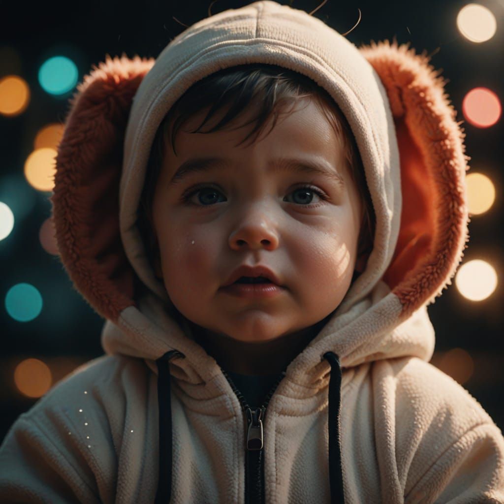 Charming Toddler Blows Kisses in Cinematic Film Still