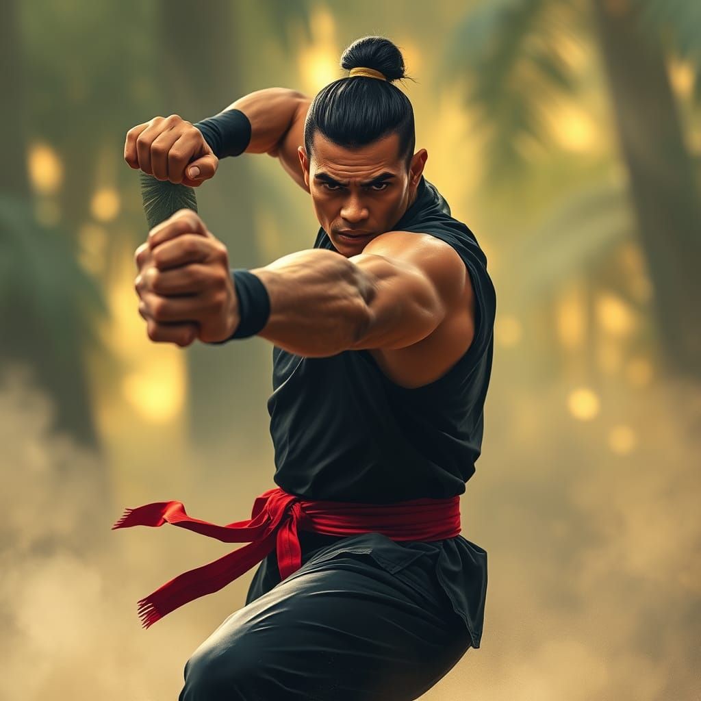 Silat Fighter in Jungle, Ash Thorp Style