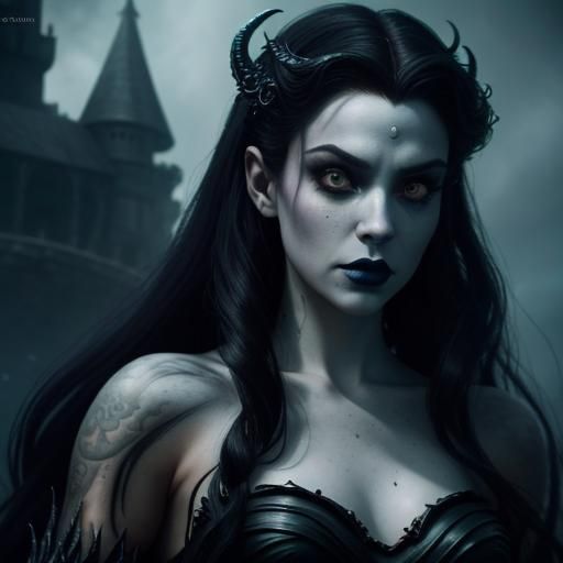 Grotesque Mermaid Villainess in Dark Disney Style