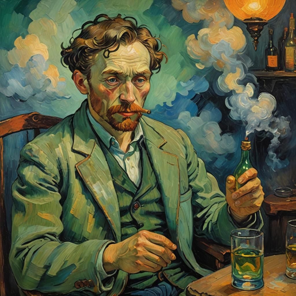 portrait of Paul Gauguin in the style of Van Gogh, in a Fren...