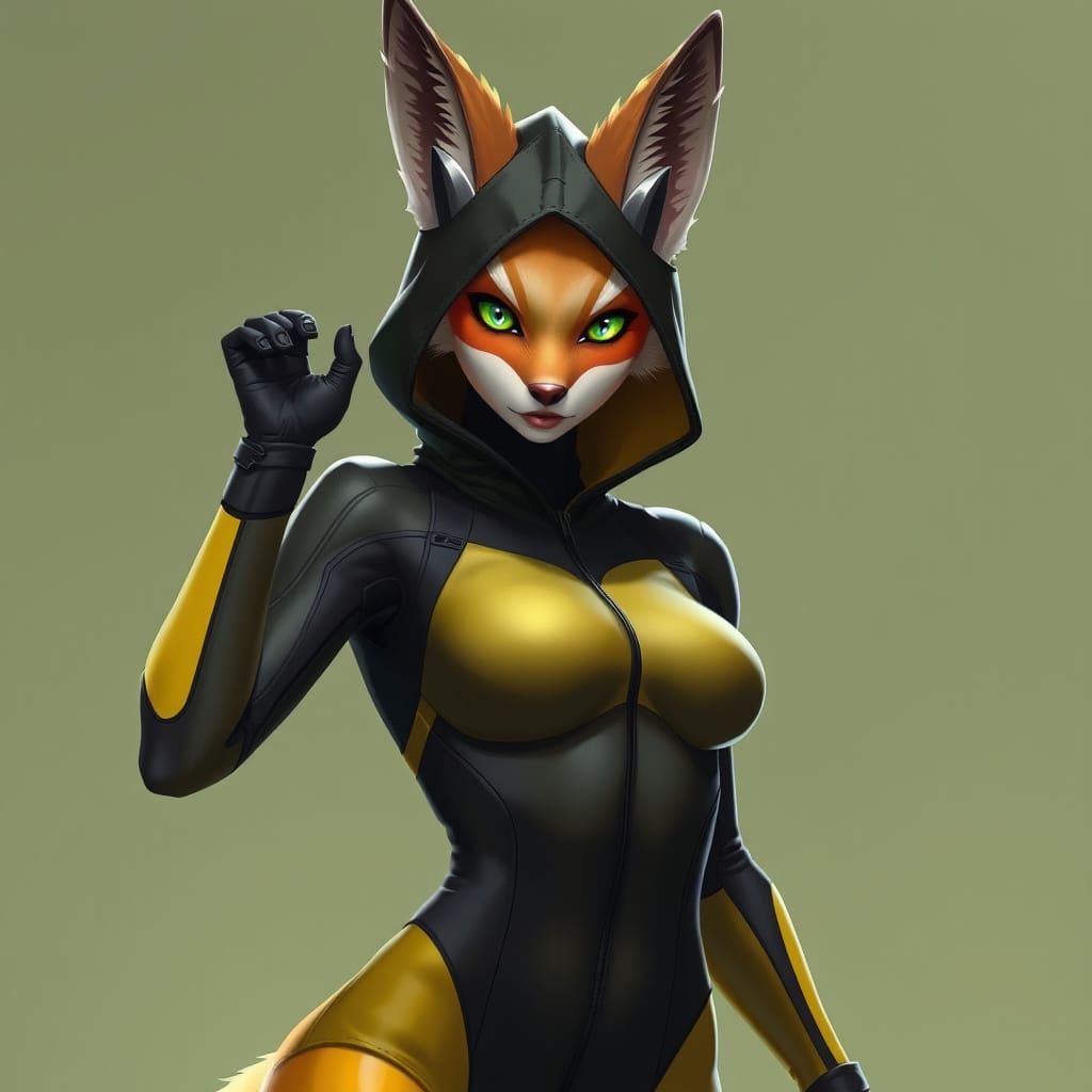 Dynamic Female Fox Character in Futuristic Style