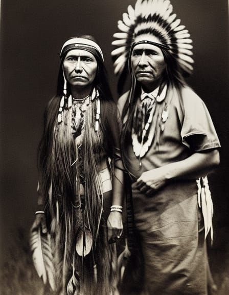 Vintage photo of an American Indian couple