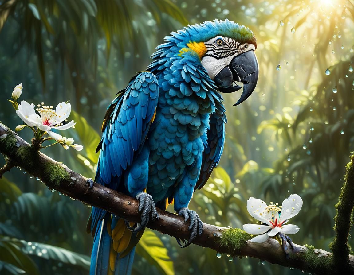 Macaw in Flight: A Matte Painting